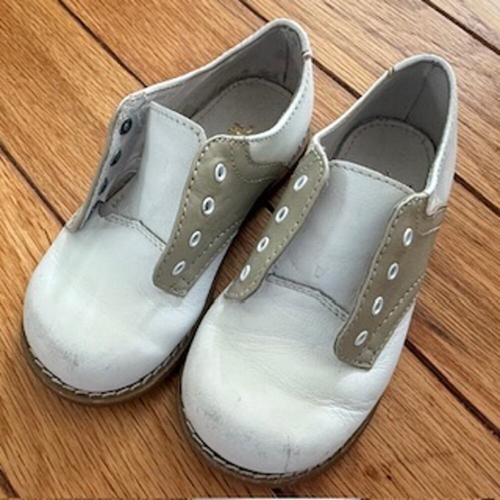 Willits Classic Chris Kids Leather Saddle Oxford Dress Shoes White Beige Sz 8D